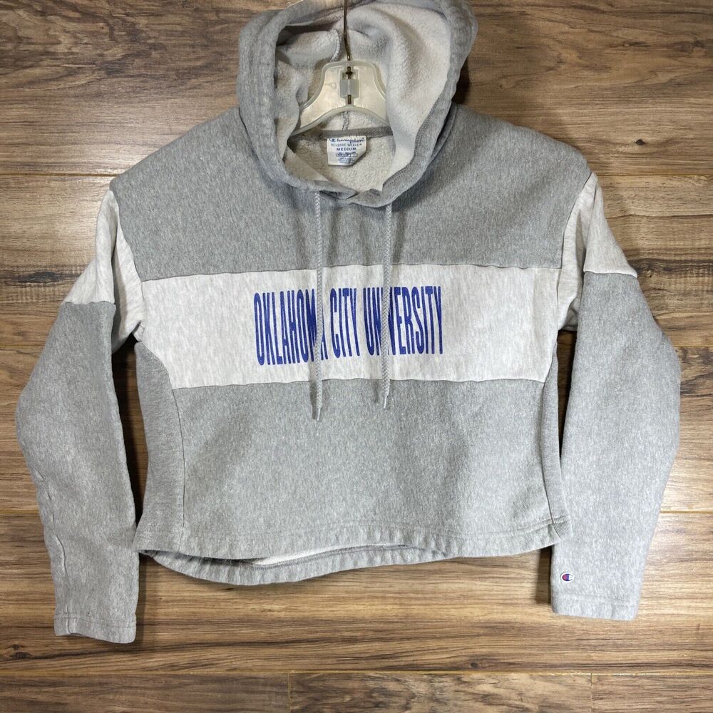 Champion Reverse Weave Oklahoma City University Crop Top Hoodie Womens Sz M